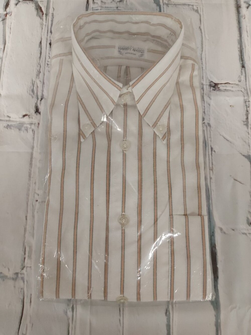 Hardy Amies London White Stripe Dress Shirt 14.5 2 NOS